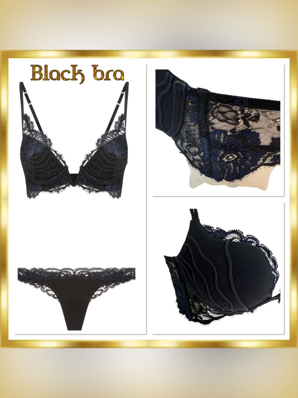 La Perla Desert Rose Bra Black Georgette Silk Ribbon Soutache Leavers Lace 34B